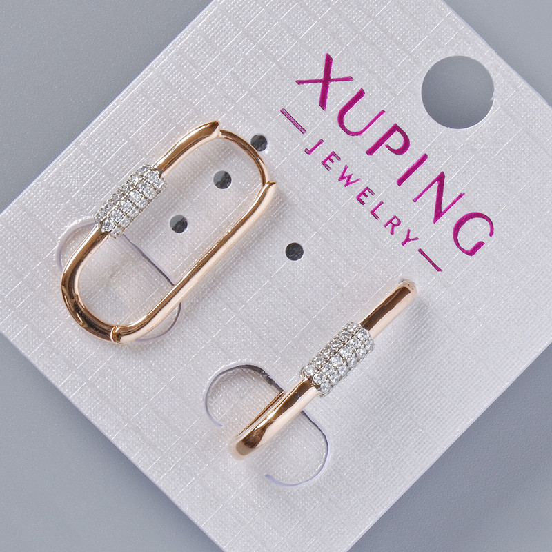 Kolczyki Xuping z białymi kryształami, średnica 24 x 3,5 mm, pozłacane 18K