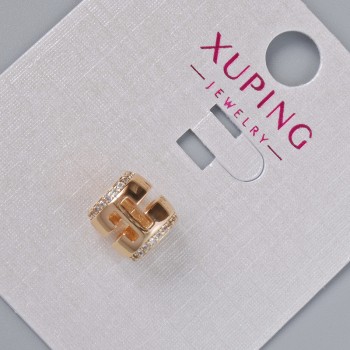Koralik Xuping z białymi strassami, średnica 8,5×8,5 mm, otwór 4,7 mm, pozłacany 18K