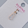 Wisiorek Xuping z białymi kryształami, średnica 15×6 mm, długość 20 mm, pozłacanie 18K