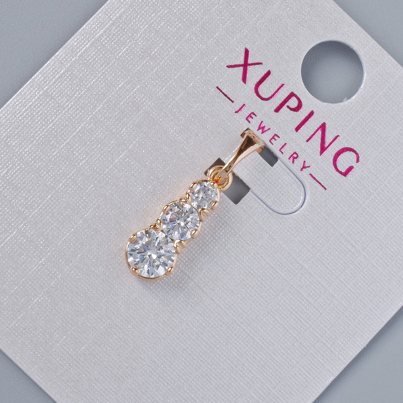 Wisiorek Xuping z białymi kryształami, średnica 15×6 mm, długość 20 mm, pozłacanie 18K
