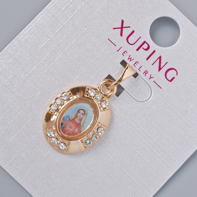 Wisiorek „Ikona” Xuping z białymi cyrkoniami, średnica 20x13 mm, długość 24 mm, pozłacanie 18K