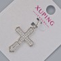Wisiorek «Krzyż» Xuping z białymi cyrkoniami, średnica 26×18 mm, długość 32 mm, pokrycie rodowe