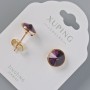 Kolczyki sztyfty Xuping z kryształami Swarovski, w kolorze bordowym, średnica 10 mm, pozłacane 18K