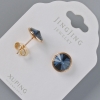 Kolczyki sztyfty Xuping z kryształami Swarovski, kolor niebieski, średnica 10 mm, pozłacane 18K