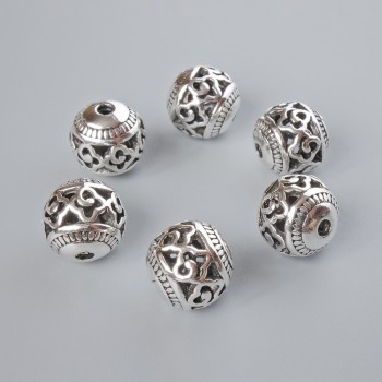 Akcesoria jubilerskie - wkładka koralikowa, średnica 10,5×11 mm, średnica otworu 2 mm, opakowanie 5 szt. ±, kolor metalu srebrny