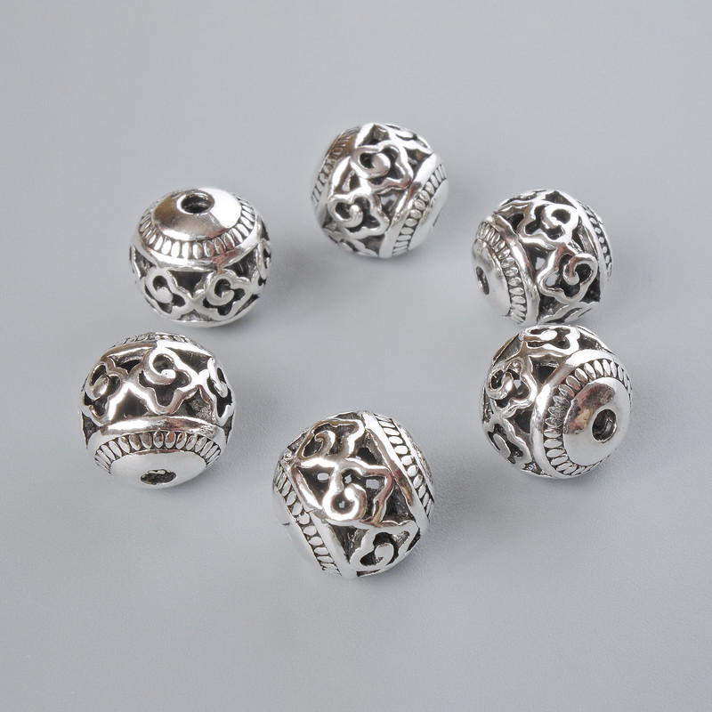 Akcesoria jubilerskie - wkładka koralikowa, średnica 10,5×11 mm, średnica otworu 2 mm, opakowanie 5 szt. ±, kolor metalu srebrny