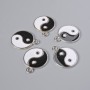 Zawieszka Yin Yang, średnica 18 mm, długość 22 mm, otwór 2,5 mm, fasetowany, zestaw 5 szt. ± srebrzysty kolor metalu