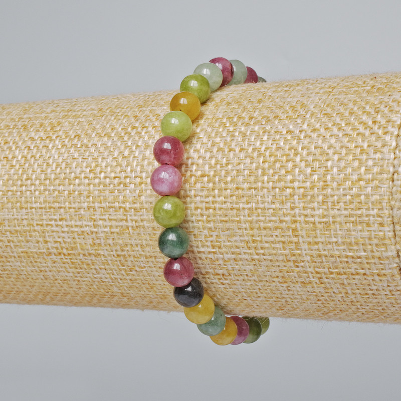 Bransoletka z naturalnego turmalinu, gładkie kuleczki, średnica 6,5 mm, długość 18 cm +/- (elastyczna)