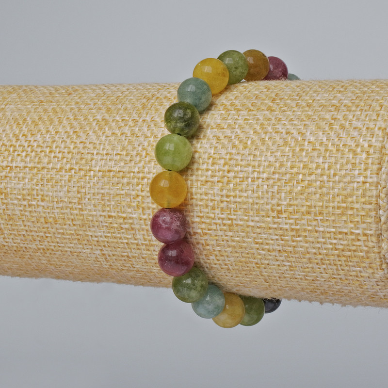 Bransoletka z naturalnego turmalinu — gładkie kuleczki o średnicy 8 mm, długość 18 cm (elastyczna)