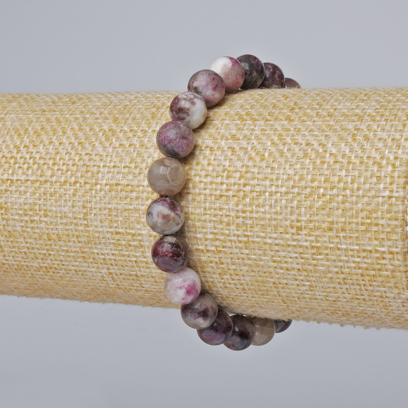 Bransoletka z naturalnego turmalinu, gładka kulka o średnicy 8 mm, długość 18 cm ± (rozciągana)