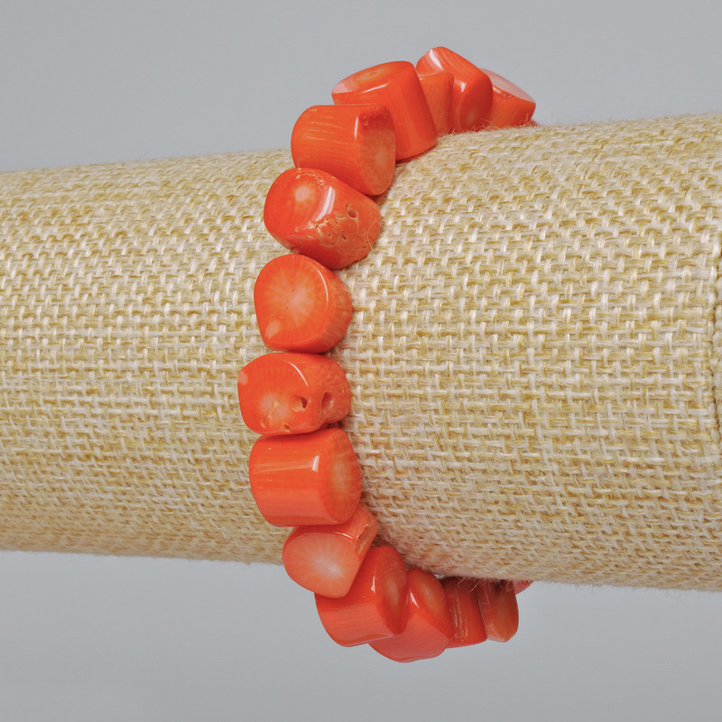 Bransoletka koralowa pomarańczowa naturalna galtywka (asorty, średni rozmiar), średnica 10 mm, długość 18 cm +/- (elastyczny)