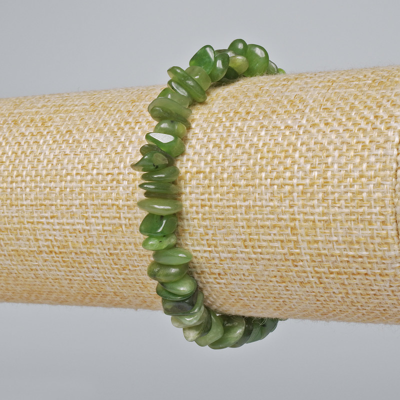 Bransoletka z jadeitu, naturalny kamień, drobinki, średnica 8×3 mm, długość 18 cm (elastyczna)