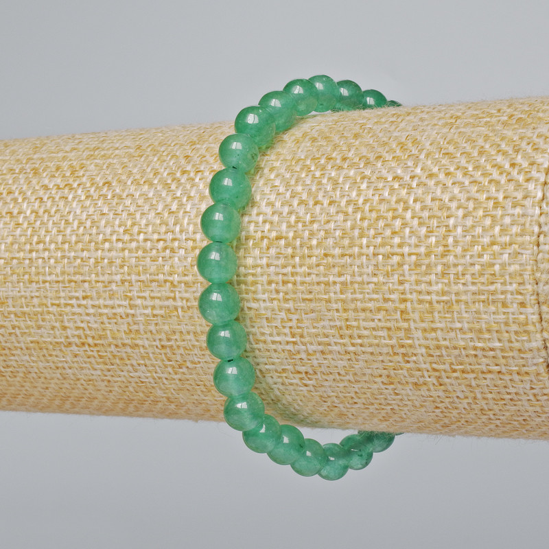 Bransoletka z nefrytu (sztuczny) gładkie kuleczki, średnica 6 mm ±, długość 18 cm ± (rozciągliwa)