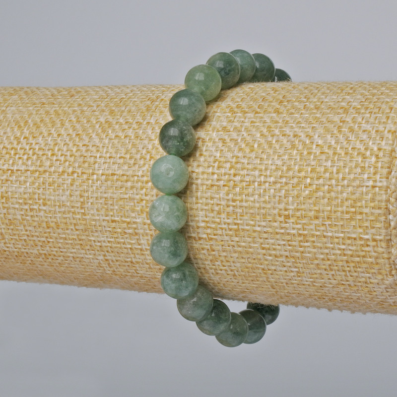 Bransoletka z jadeitu, gładka kuleczka, średnica 8,5 mm, długość 18 cm (elastyczna)