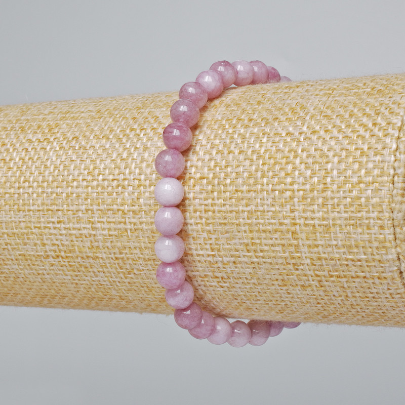 Bransoletka kunzyt sztuczny – gładka kulka, średnica 6 mm, długość 18 cm (na elastycznej gumce)