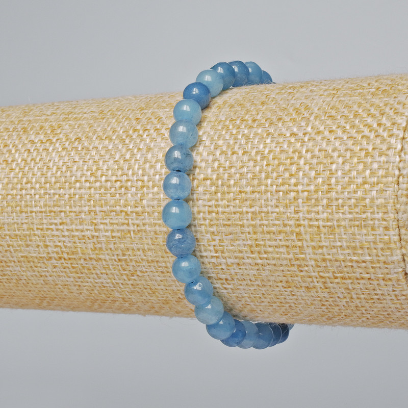 Bransoletka z akwamarynu (sztuczny) – gładka kuleczka, średnica 6 mm, długość 18 cm (elastyczna)