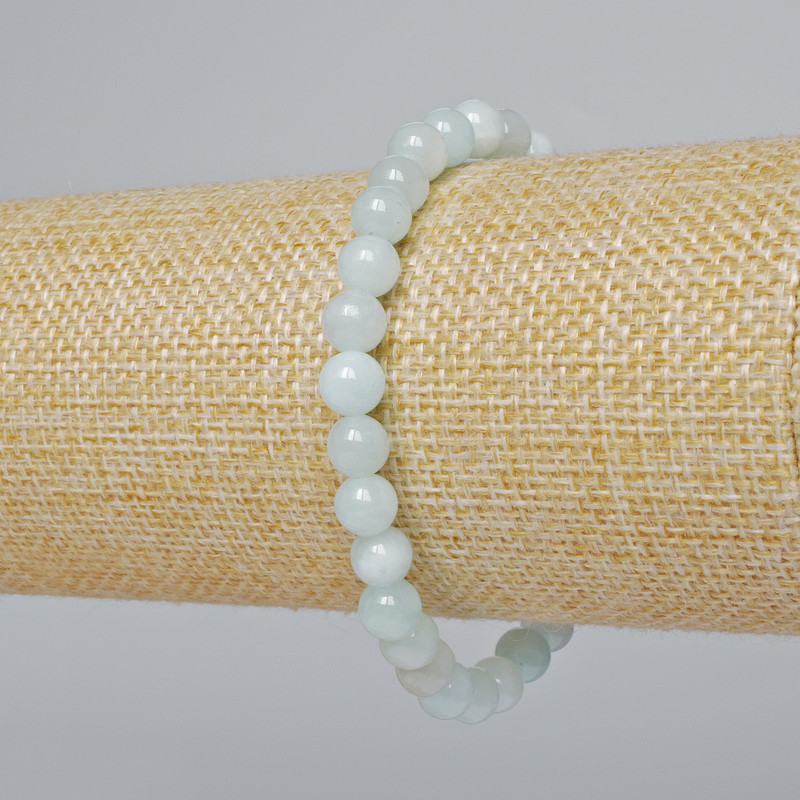 Bransoletka Akwamaryn (sztuczny akryl) gładka kulka o średnicy 6 mm ±, długość 18 cm ± (rozciągana)