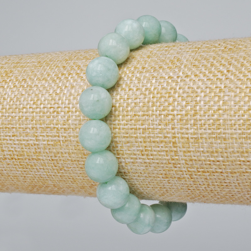 Bransoletka z amazonitu — naturalny kamień, gładkie kulki, średnica 10 mm ±, długość 18 cm ± (rozciągliwa)