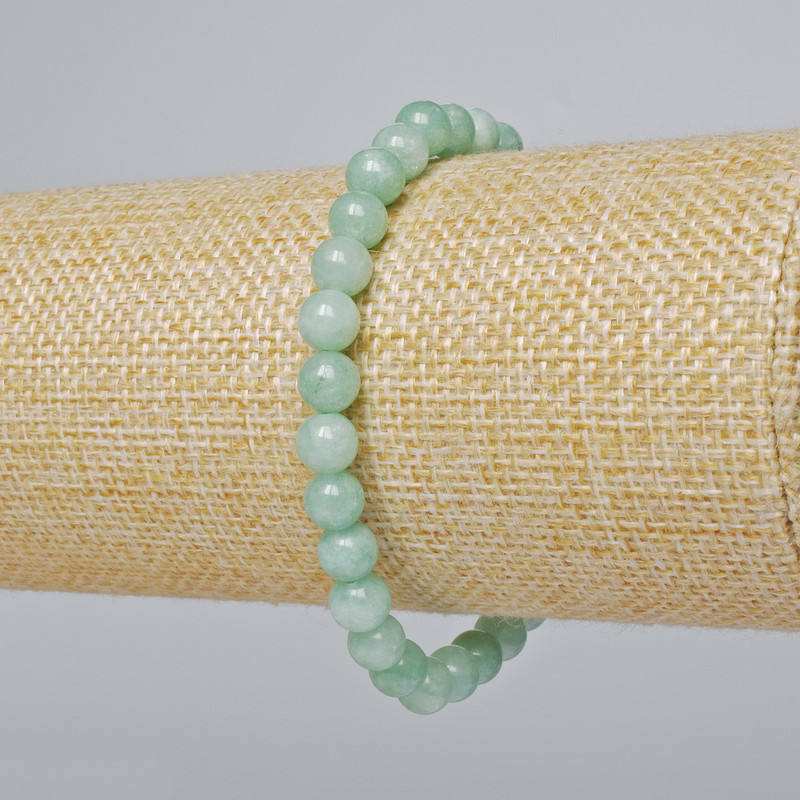 Bransoletka z amazonitu, naturalny kamień, gładka kulka, średnica około 6 mm, długość około 18 cm (elastyczna)