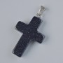 Wisiorek "Krzyż" z awenturytu Noc Kairy (syntetyczny) kamień, średnica 25×18 mm, długość 34 mm