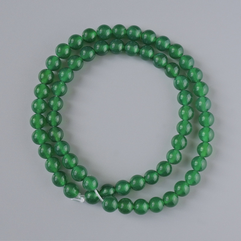 Koraliki z chryzoprazu, naturalny kamień, gładkie kuleczki, średnica 6 mm ±, długość 38 cm ±, na żyłce