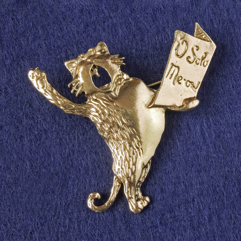 Broszka-wisiorek Kotek «O Solo Meow», złoty metal 49x46 mm+