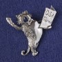 Broszka-wisiorek Kotek "O Solo Meow", srebrzysty metal 49×46 mm+