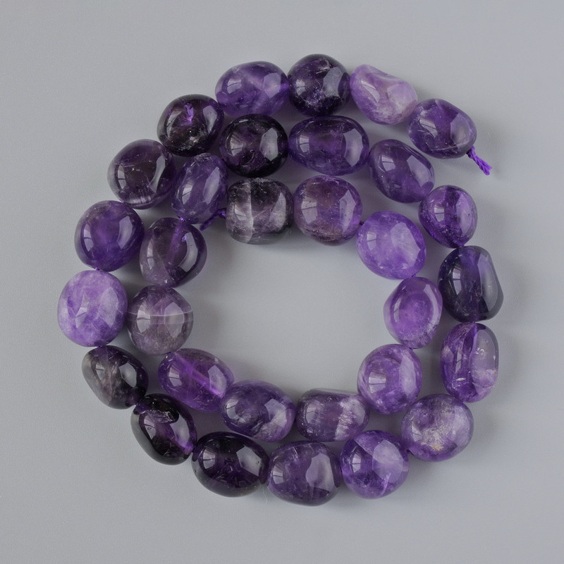 Koraliki z ametystu, naturalny kamień, fasetowane, średnica 12×14 mm, długość 38 cm, na nitce