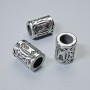 Koralik ozdobny z nordycką runą, średnica 13×10 mm, otwór 6 mm, srebrzysty kolor metalu, 1 szt.