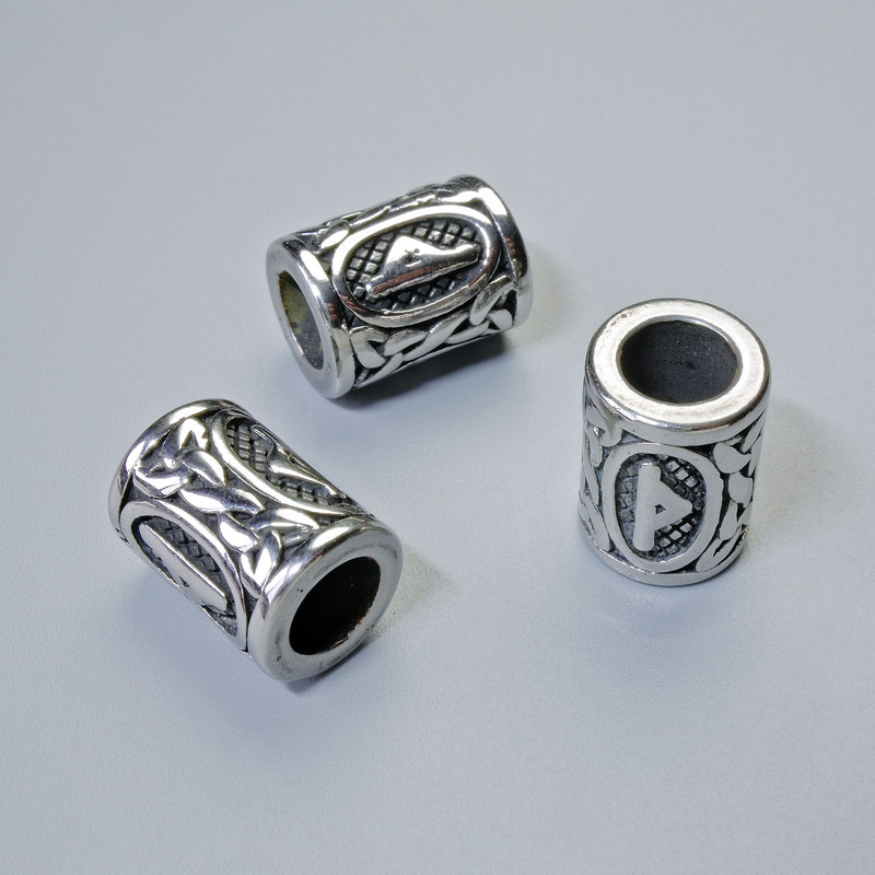 Koralik nordycka runa srebrzysty 13×10 mm
