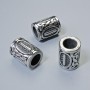 Koralik z runą nordycką, rozmiar 13x10 mm, otwór 6 mm, kolor metalu: srebrny, 1 szt.