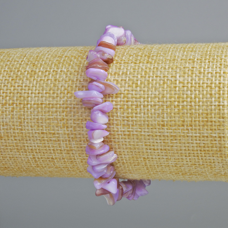 Bransoletka tonowana fioletową masą perłową – drobinki, średnica 7×2 mm, długość 18 cm, elastyczna