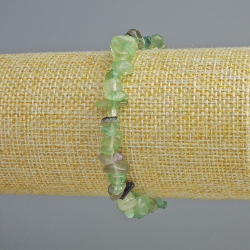 Bransoletka z fluorytu, naturalny kamień, drobinki, średnica 7×4 mm, długość 18 cm +/- (rozciągliwa)
