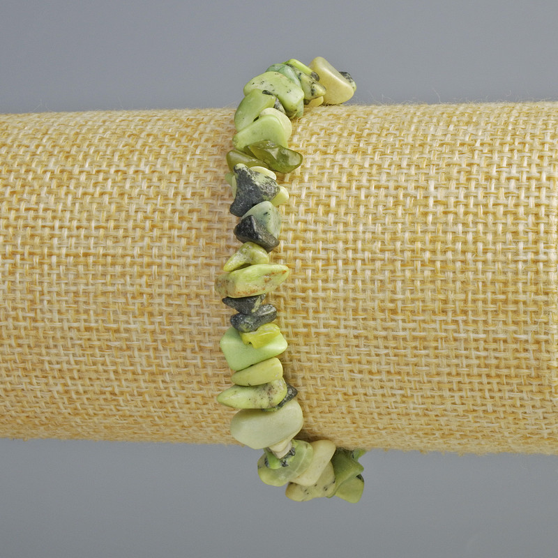 Bransoletka z serpentynitu z naturalnego kamienia – drobiny, średnica 8×4 mm, długość 18 cm +/- (rozciągana)