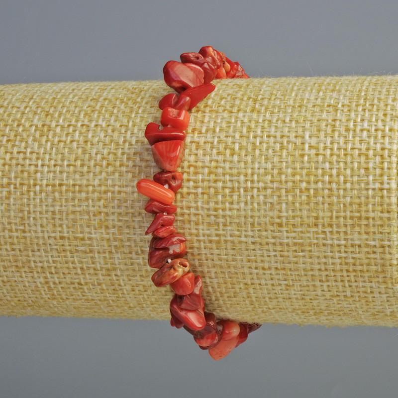 Bransoletka z naturalnego koralu – drobiny o średnicy 7×3 mm, długość 18 cm ± (elastyczna)