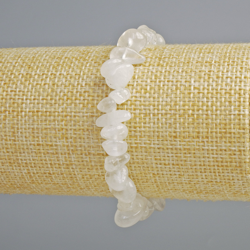 Bransoletka z kryształu górskiego, naturalny kamień w drobinkach, o średnicy 8×4 mm, długość 18 cm (elastyczna)