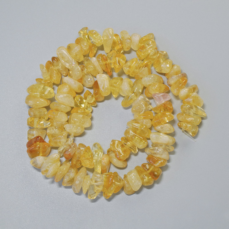 Koraliki cytrynowe z naturalnego kamienia, drobne kawałki, średnica 11,5 × 4 mm, długość 40 cm, na żyłce