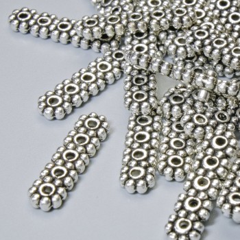 Rozdzielnik koralików na 5 nici, średnica 17×4, 5 mm ±, otwór, średnica 1,2 mm, srebrny kolor metalu, 28 szt.