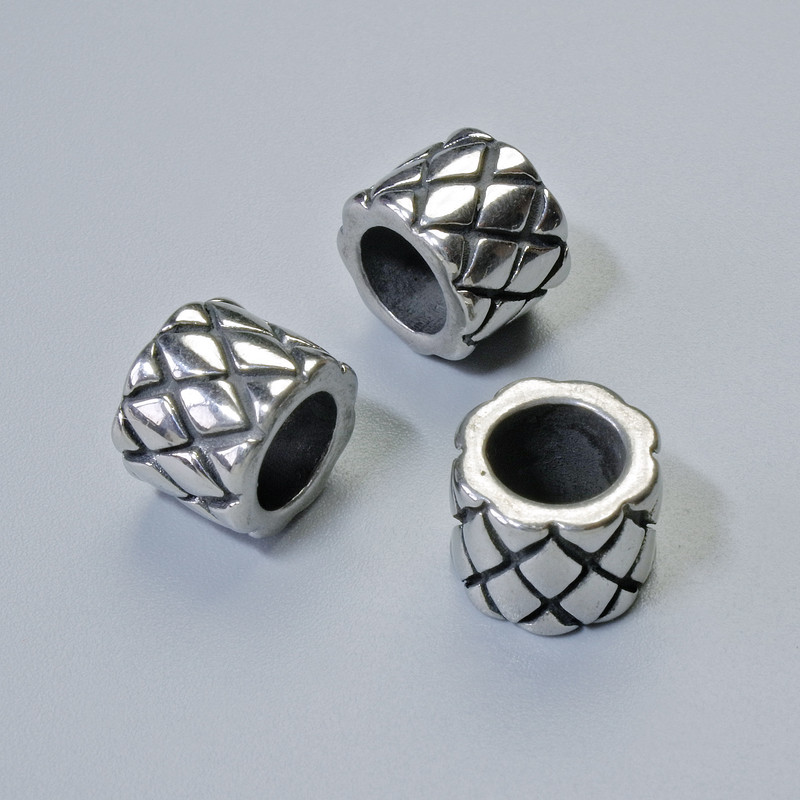 Koralik-wstawka, średnica 7×9 mm, otwór Ø 5,1 mm, kolor metalu srebrzysty, 1 szt.