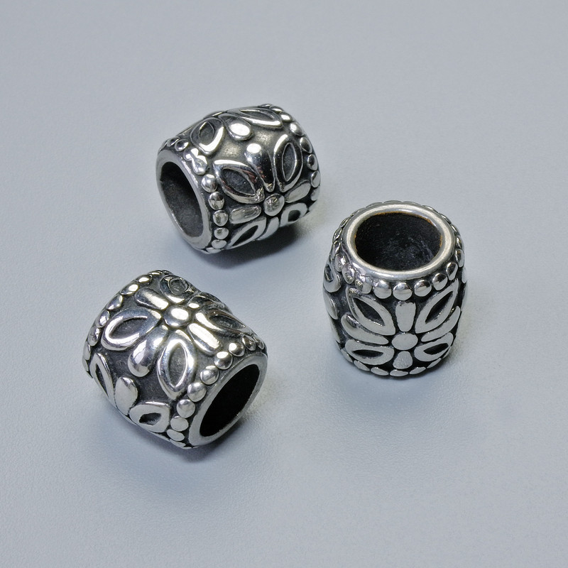 Okucia - wkładka koralikowa, średnica 9,5×9 mm, otwór 5,3 mm, kolor metalu: srebrny, 1 szt.
