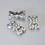 Koralik-wkładka do biżuterii na dwie nitki, wymiary 18,5×11 mm, otwór o średnicy 1,3 mm, kolor metalu: srebrzysty, 4 szt.