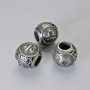 Furnitura jubilerska - koralik-wstawka z znakiem zodiaku "Waga", średnica 9×10 mm ±, otwór o średnicy 4,3 mm, kolor metalu ciemno-srebrny, 1 szt.