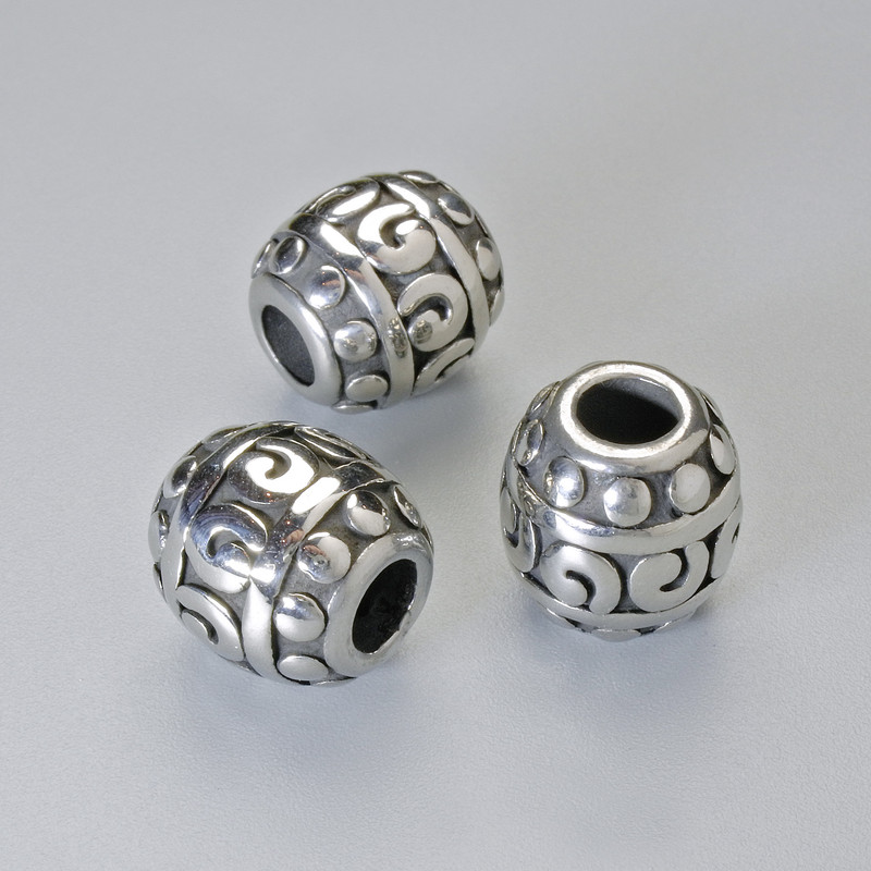 Koralik-wkładka, średnica 11×11 mm ±, otwór 4,2 mm, kolor srebrzysty metalu, 1 szt.