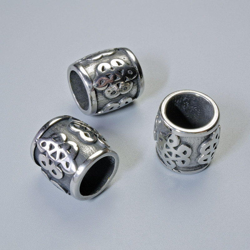 Koralik-wkładka, średnica 13×12,5 mm ±, otwór o średnicy 8,4 mm, srebrzysty kolor metalu, 1 szt.