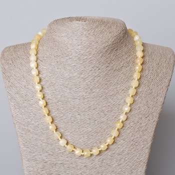 Naszyjnik z cytryną, naturalny kamień, fasetowane kostki, średnica 7 mm, długość 45–49 cm