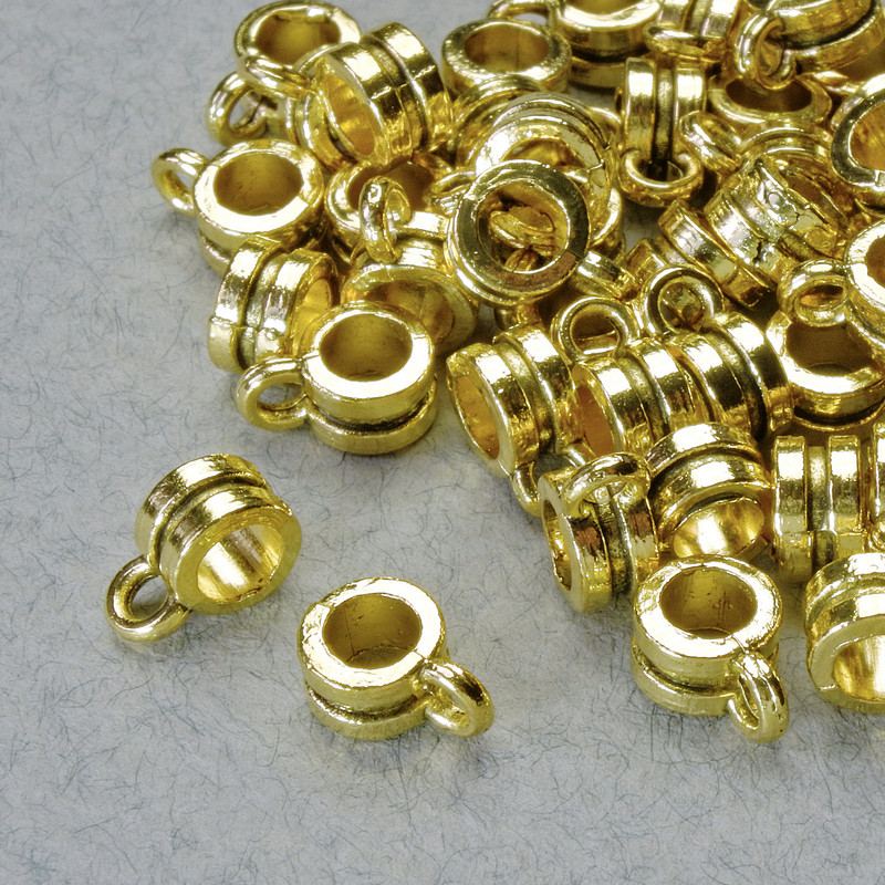 Uchwyt bajla do biżuterii, średnica 6×4 mm, średnica otworu 1,8 mm, 3, długość 8,5 mm, złoty kolor metalu, opakowanie 20 g ± 50 szt. +