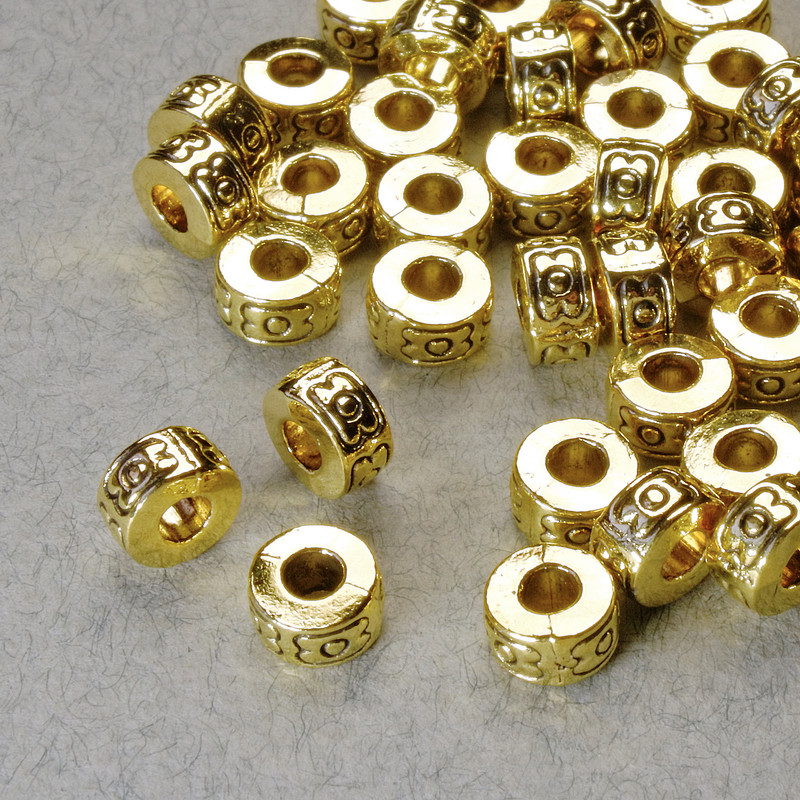 Okucia koralika-wstawka, średnica 3,5×6 mm, otwór 2,6 mm, złoty kolor metalu, opakowanie 20 g ± 38 szt.