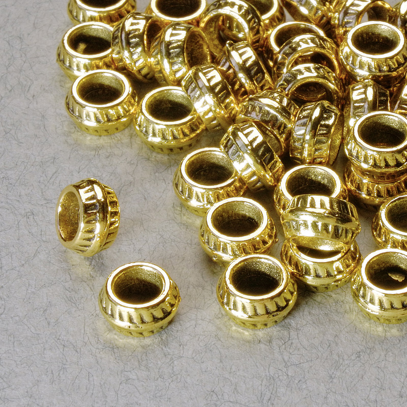 Okucia do biżuterii – koralik-wkładka, średnica 4×7 mm, otwór 3,6 mm, złoty kolor metalu, op. 20 g ± 40 szt. +