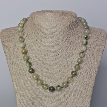 Naszyjnik z kwarcu fantomowego z rutylem, naturalny kamień, gładka kulka o średnicy 10 mm, długość 45–50 cm