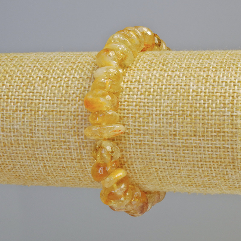 Bransoletka z cytrynem, naturalny kamień, fasetowane koraliki 8×5 mm ± (sznurek elastyczny), długość 18 cm+